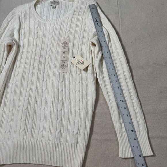St John's Bay XL Off White Chunky Cable Knit Long Sleeve Crewneck Sweater XL NWT - Picture 8 of 13